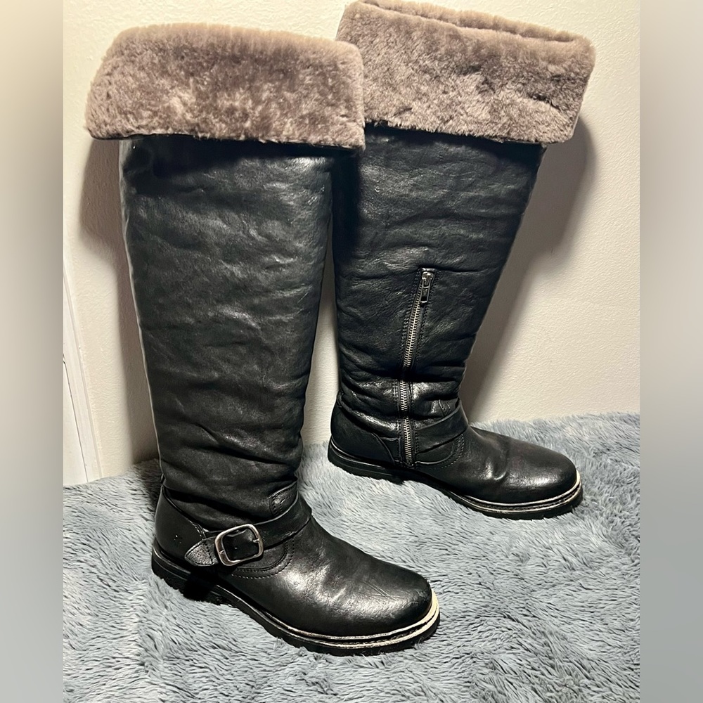 Frye Valerie Shearling OTK Leather Boots 7.5
